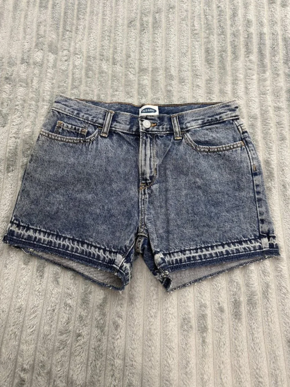 Old Navy Acid Wash Denim Cutoff Jean Shorts Girls 16 Blue Let Down Hem Summer